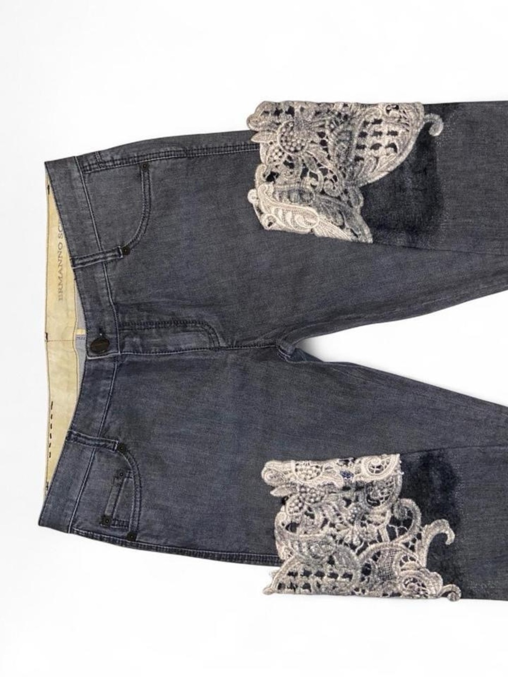 Ermanno Scervino Vintage Lace Appliqué Jeans